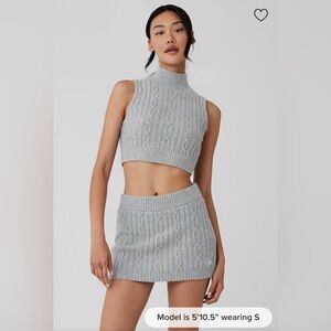 ALO Yoga Gray Cable Knit Tank Top